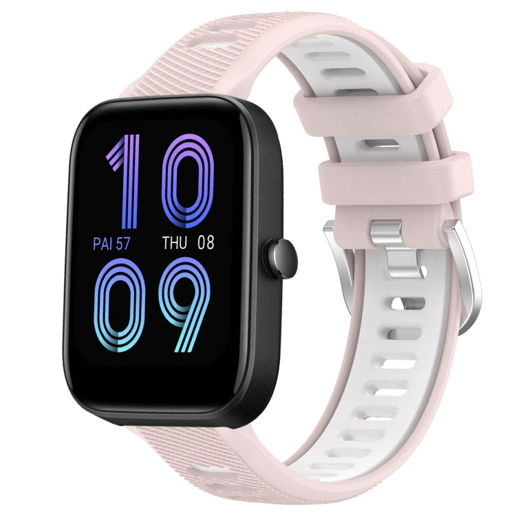 22mm Cross Texture Two Color Silicone Steel Buckle Watch Band, For Amazfit Bip 3, For Amazfit Bip 1S