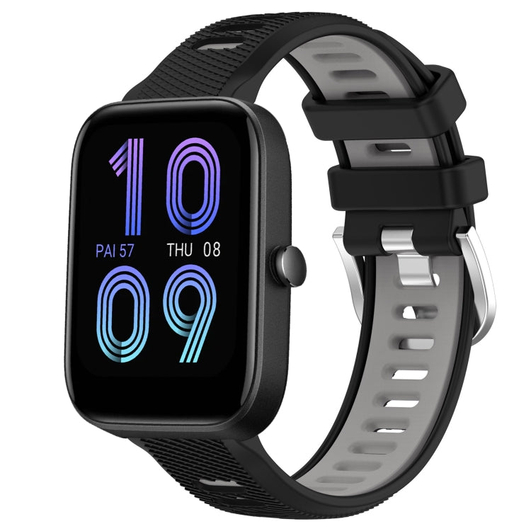 22mm Cross Texture Two Color Silicone Steel Buckle Watch Band, For Amazfit Bip 3, For Amazfit Bip 1S