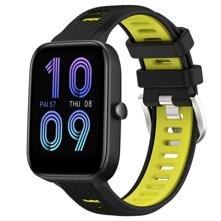 22mm Cross Texture Two Color Silicone Steel Buckle Watch Band, For Amazfit Bip 3, For Amazfit Bip 1S