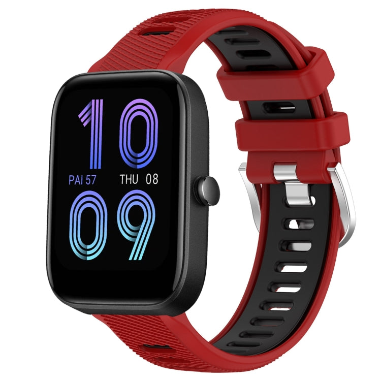 22mm Cross Texture Two Color Silicone Steel Buckle Watch Band, For Amazfit Bip 3, For Amazfit Bip 1S