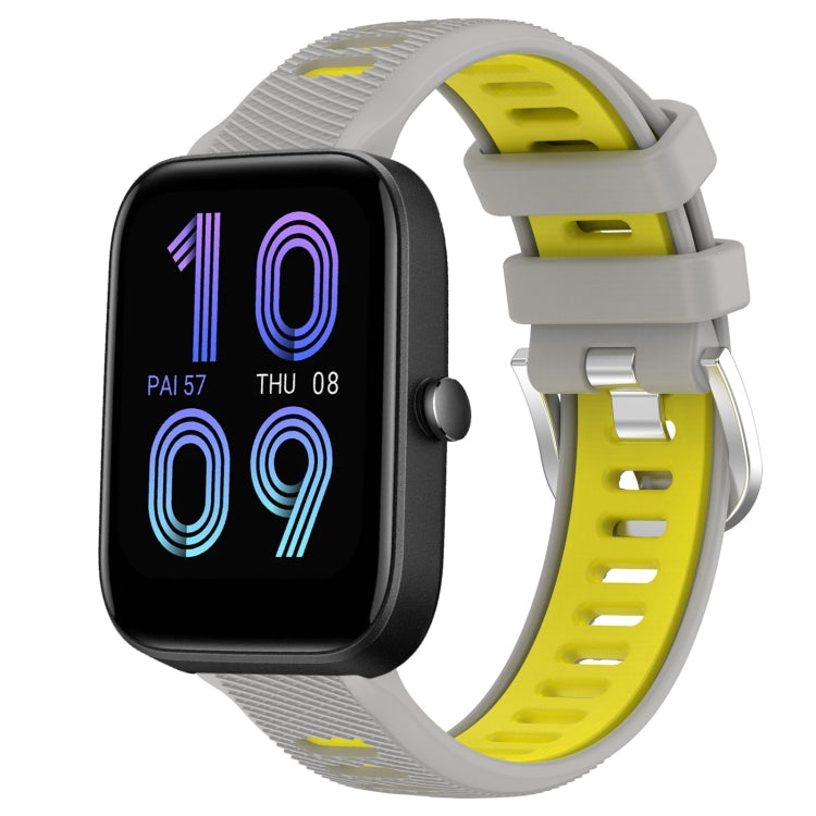 22mm Cross Texture Two Color Silicone Steel Buckle Watch Band, For Amazfit Bip 3, For Amazfit Bip 1S