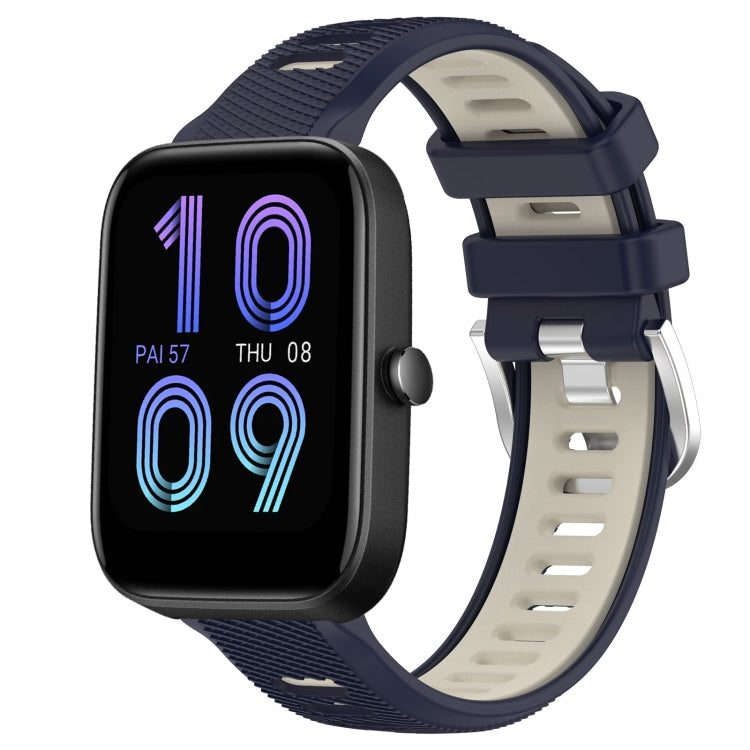 22mm Cross Texture Two Color Silicone Steel Buckle Watch Band, For Amazfit Bip 3, For Amazfit Bip 1S