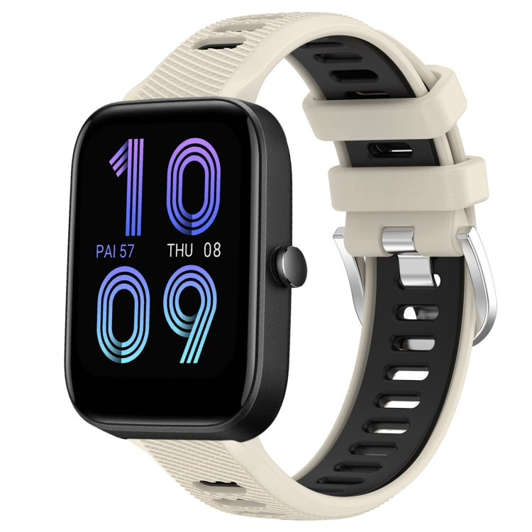 22mm Cross Texture Two Color Silicone Steel Buckle Watch Band, For Amazfit Bip 3, For Amazfit Bip 1S