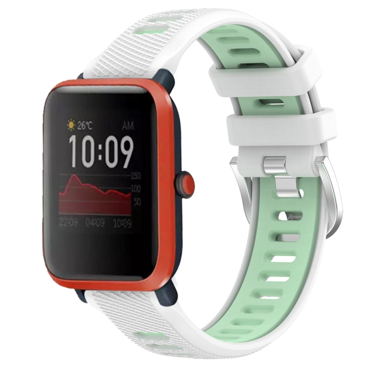 22mm Cross Texture Two Color Silicone Steel Buckle Watch Band, For Amazfit Bip 3, For Amazfit Bip 1S