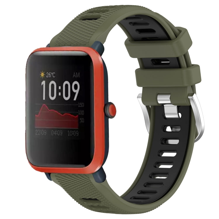 22mm Cross Texture Two Color Silicone Steel Buckle Watch Band, For Amazfit Bip 3, For Amazfit Bip 1S