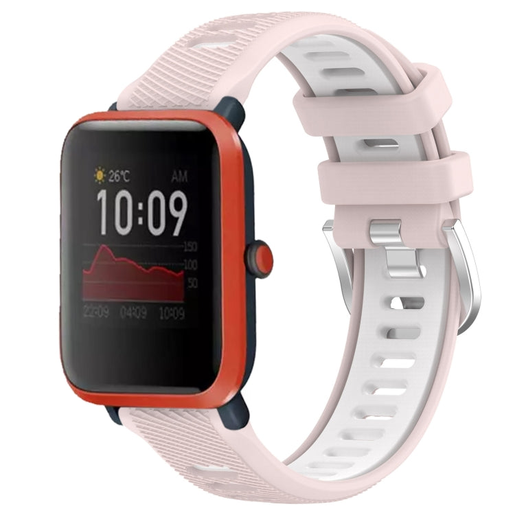22mm Cross Texture Two Color Silicone Steel Buckle Watch Band, For Amazfit Bip 3, For Amazfit Bip 1S