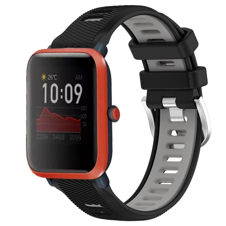 22mm Cross Texture Two Color Silicone Steel Buckle Watch Band, For Amazfit Bip 3, For Amazfit Bip 1S