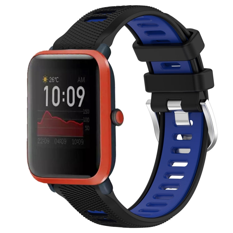 22mm Cross Texture Two Color Silicone Steel Buckle Watch Band, For Amazfit Bip 3, For Amazfit Bip 1S