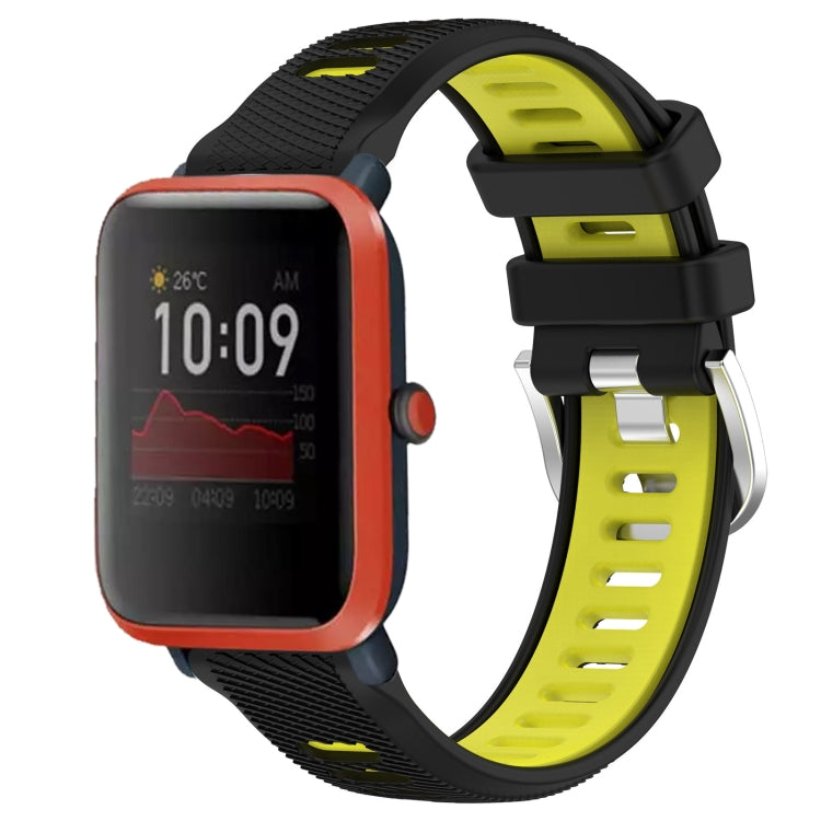 22mm Cross Texture Two Color Silicone Steel Buckle Watch Band, For Amazfit Bip 3, For Amazfit Bip 1S