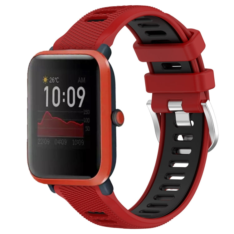 22mm Cross Texture Two Color Silicone Steel Buckle Watch Band, For Amazfit Bip 3, For Amazfit Bip 1S