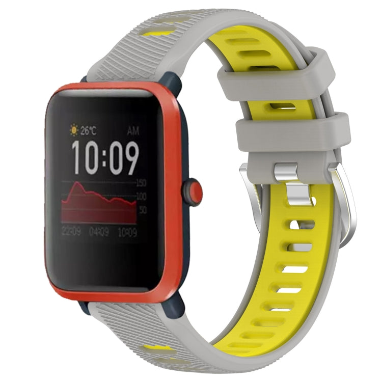 22mm Cross Texture Two Color Silicone Steel Buckle Watch Band, For Amazfit Bip 3, For Amazfit Bip 1S