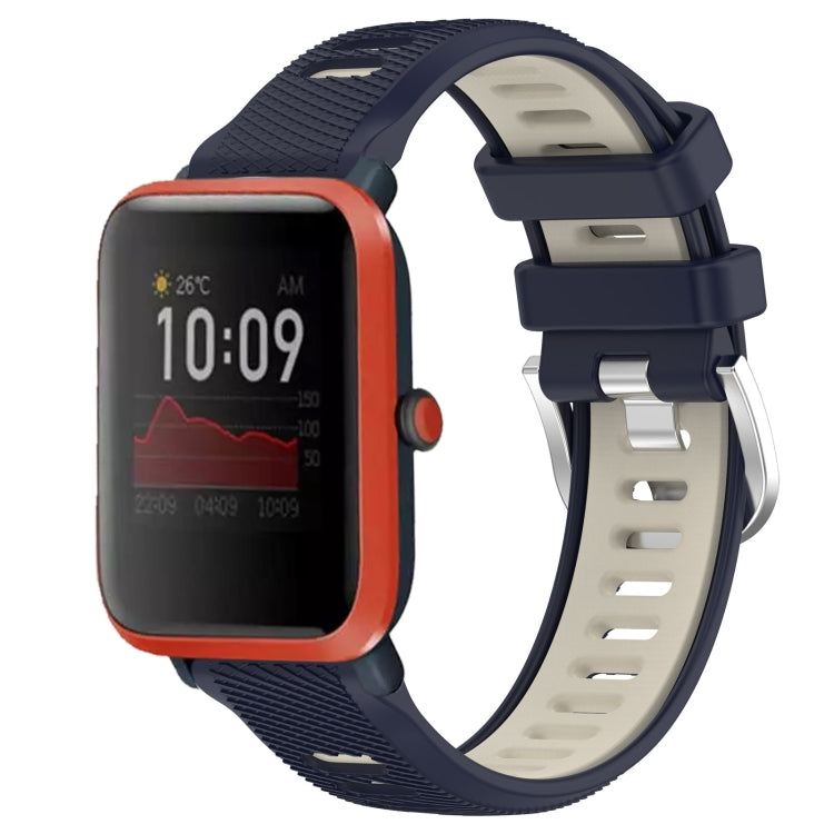 22mm Cross Texture Two Color Silicone Steel Buckle Watch Band, For Amazfit Bip 3, For Amazfit Bip 1S