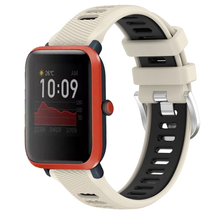 22mm Cross Texture Two Color Silicone Steel Buckle Watch Band, For Amazfit Bip 3, For Amazfit Bip 1S