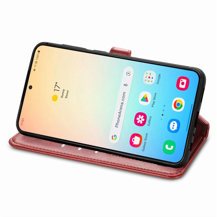 For Samsung Galaxy S24 5G Retro Solid Color Buckle Leather Phone Case(Red)