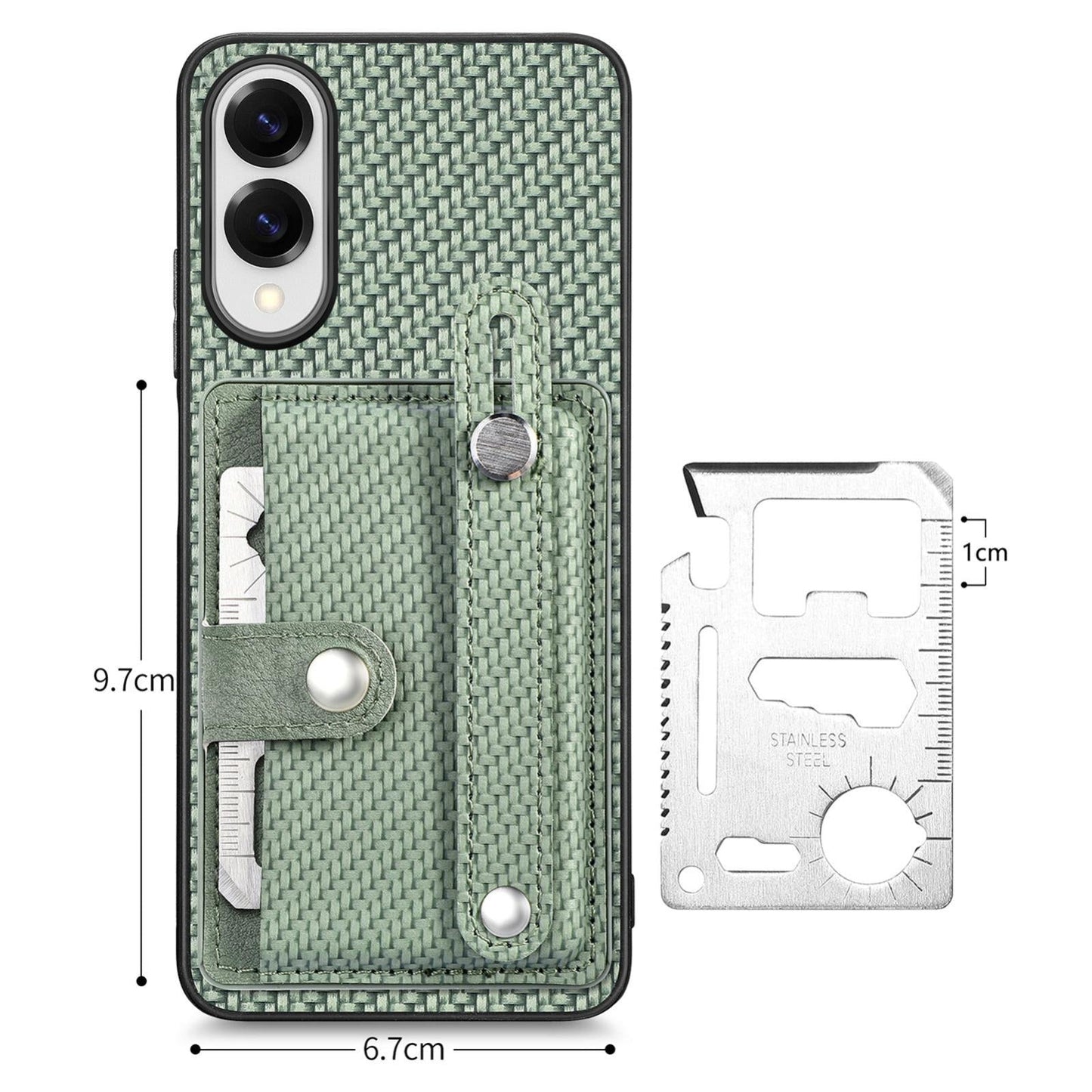 For Samsung Galaxy S25 Edge 5G Wristband Kickstand Wallet Back Phone Case with Tool Knife(Green)