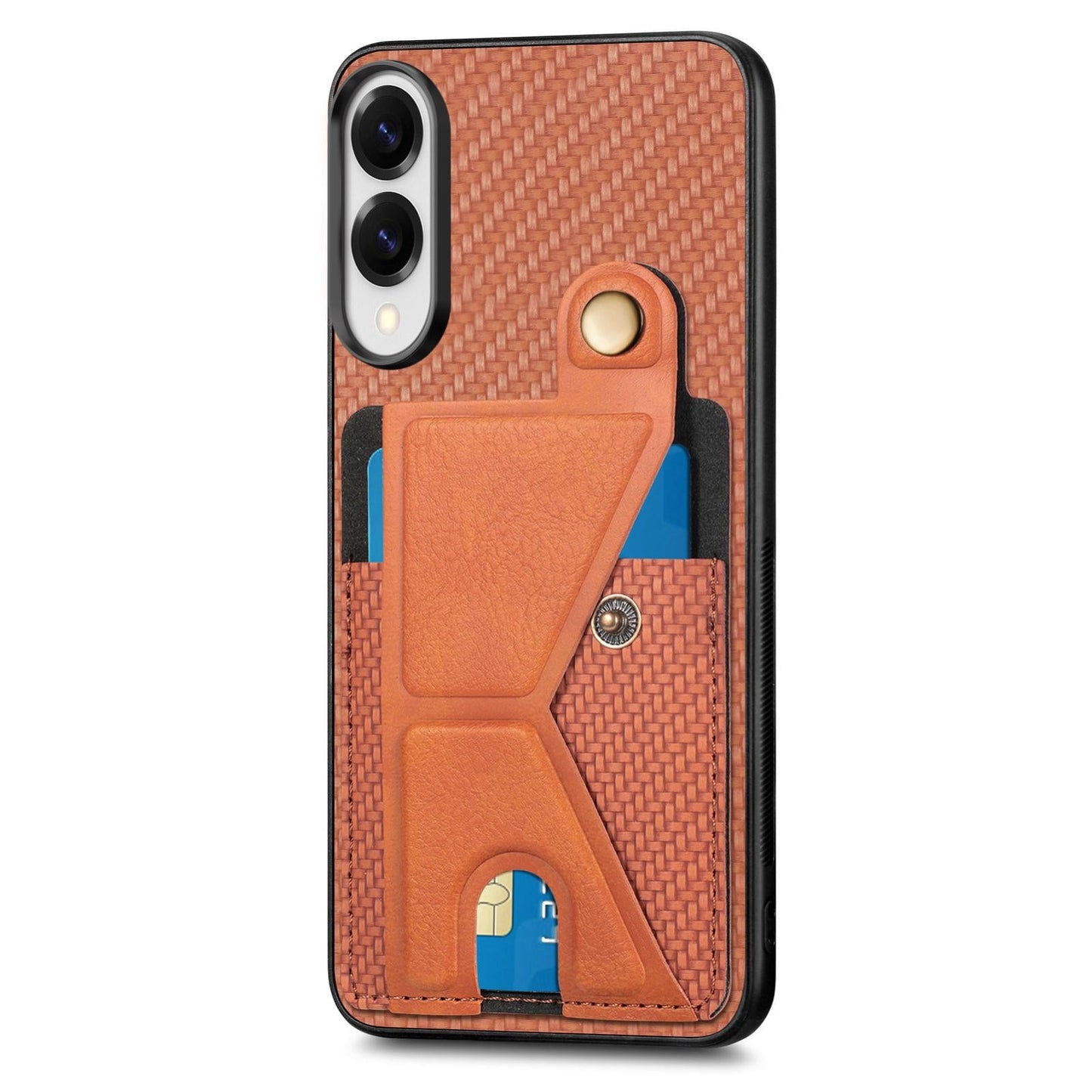 For Samsung Galaxy S25 Edge 5G Carbon Fiber Wallet Flip Card K-shaped Holder Phone Case(Brown)