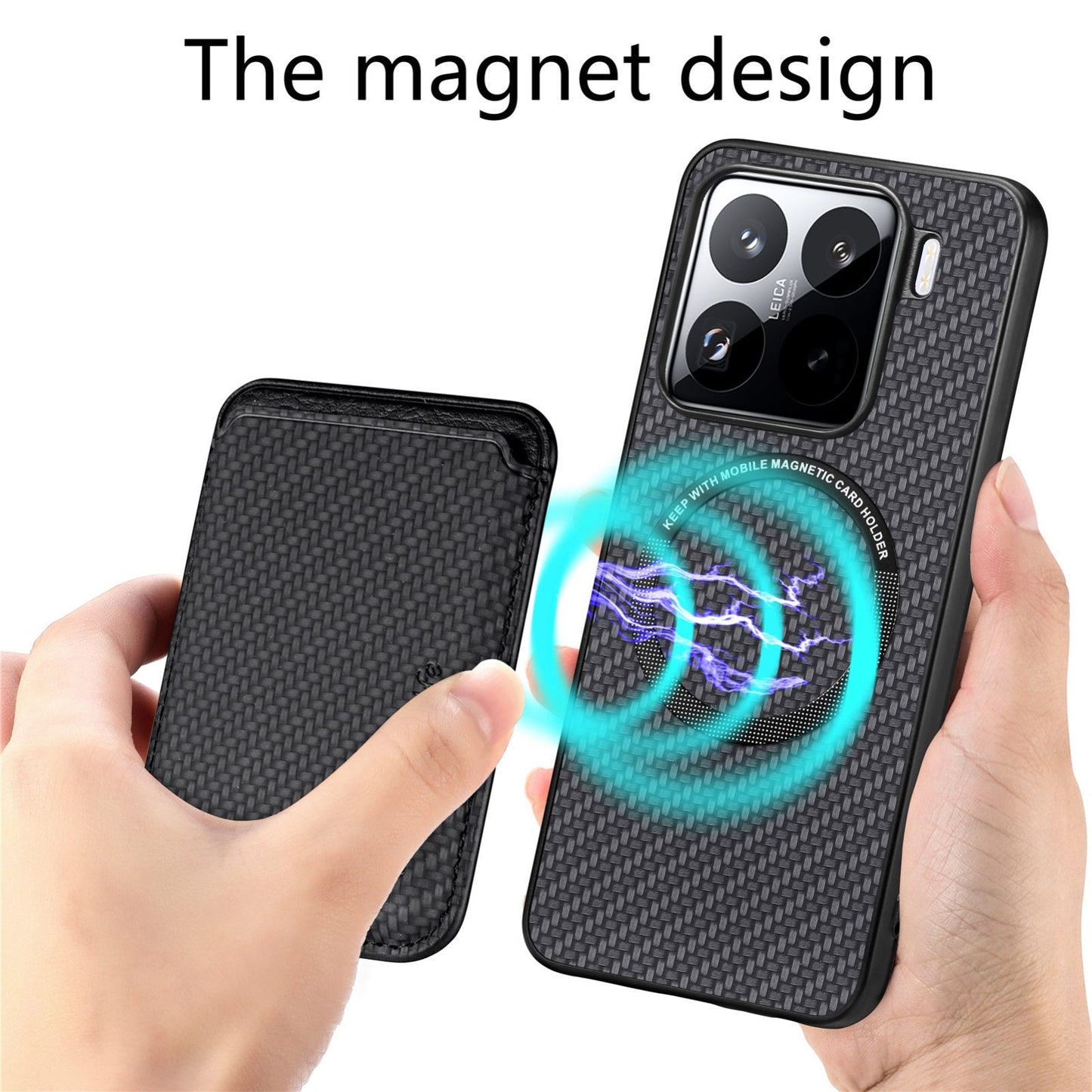 For Xiaomi 15 Pro Carbon Fiber Leather Card Magnetic Phone Case(Black)