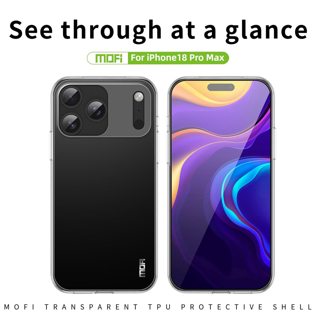 Compatible with iPhone 18 Pro Max MOFI Ming Series Ultra-thin TPU Phone Case - Transparent