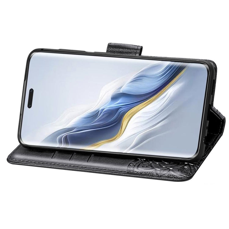 For Honor Magic6 Pro Butterfly Love Flower Embossed Leather Phone Case(Black)