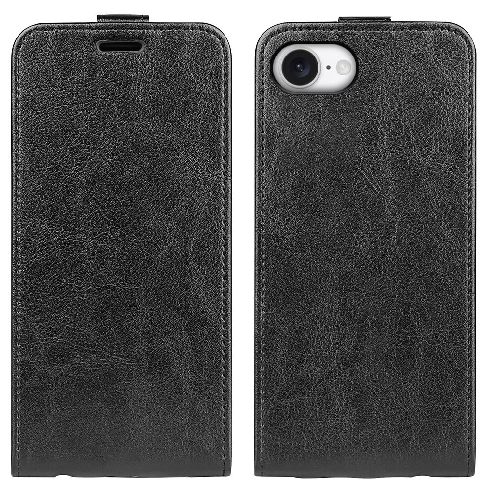 For iPhone 16e R64 Texture Single Vertical Flip Leather Phone Case(Black)