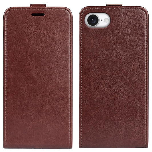 For iPhone 16e R64 Texture Single Vertical Flip Leather Phone Case(Brown)