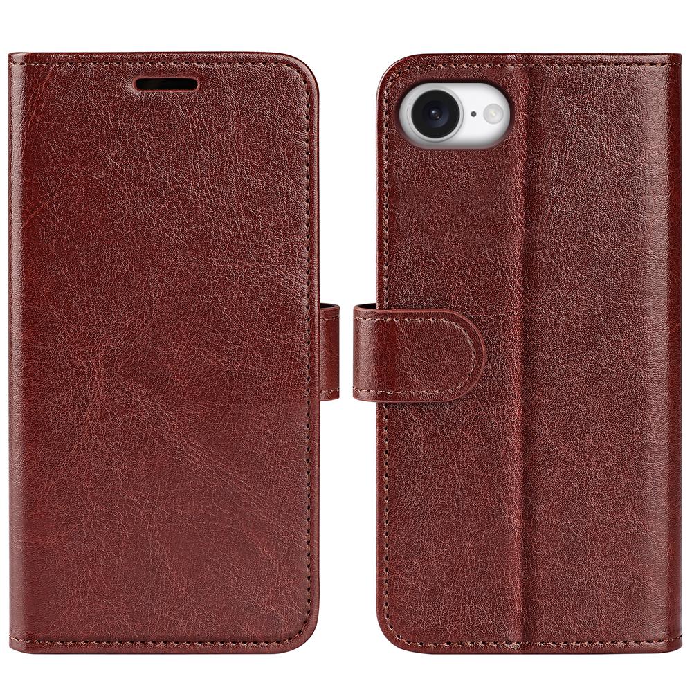 For iPhone 16e R64 Texture Horizontal Flip Leather Phone Case(Brown)