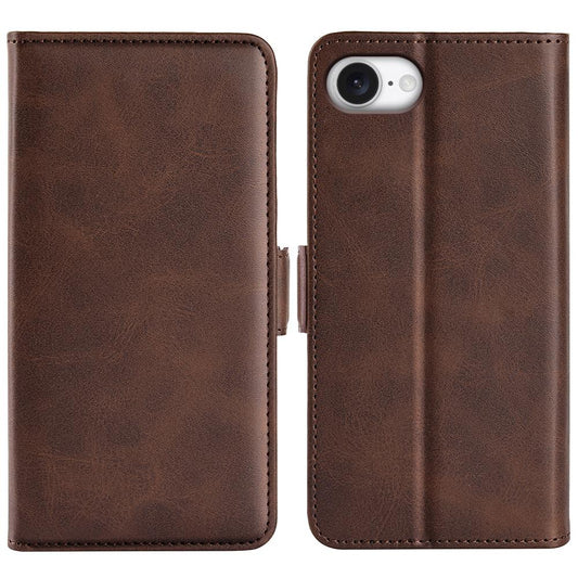 For iPhone 16e Dual-side Magnetic Buckle Horizontal Flip Leather Phone Case(Brown)