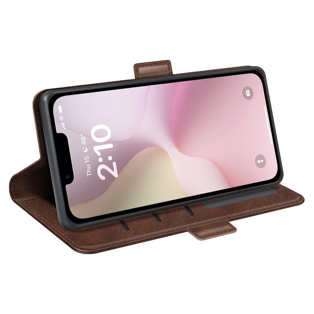 For iPhone 16e Dual-side Magnetic Buckle Horizontal Flip Leather Phone Case(Brown)