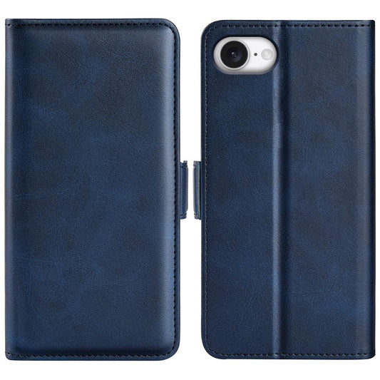 For iPhone 16e Dual-side Magnetic Buckle Horizontal Flip Leather Phone Case(Dark Blue)