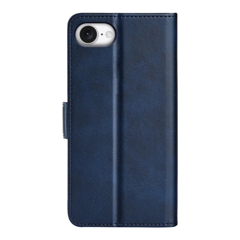 For iPhone 16e Dual-side Magnetic Buckle Horizontal Flip Leather Phone Case(Dark Blue)