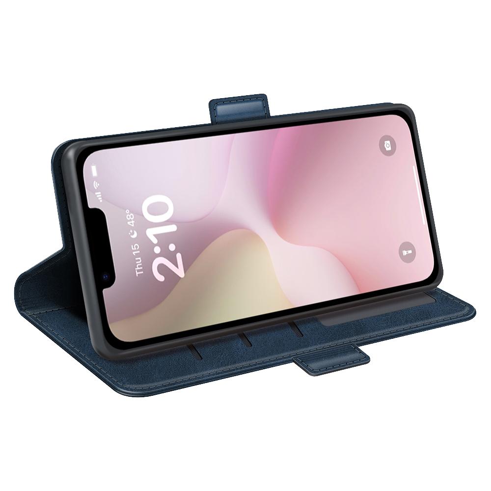 For iPhone 16e Dual-side Magnetic Buckle Horizontal Flip Leather Phone Case(Dark Blue)