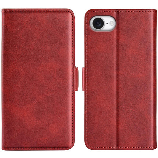 For iPhone 16e Dual-side Magnetic Buckle Horizontal Flip Leather Phone Case(Red)