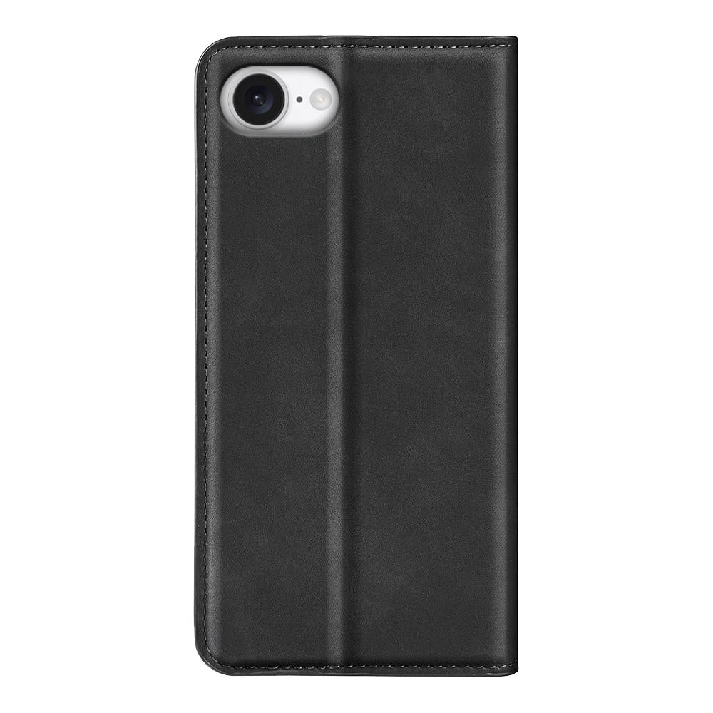 For iPhone 16e Retro-skin  Magnetic Suction Leather Phone Case(Black)