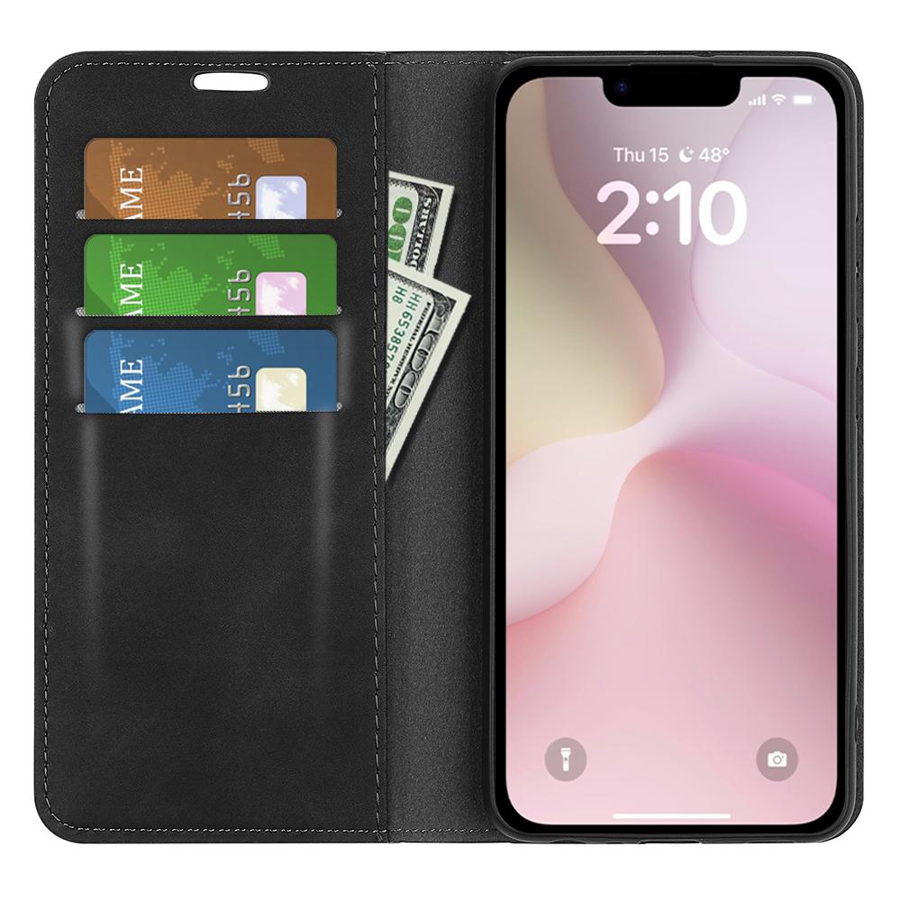 For iPhone 16e Retro-skin  Magnetic Suction Leather Phone Case(Black)