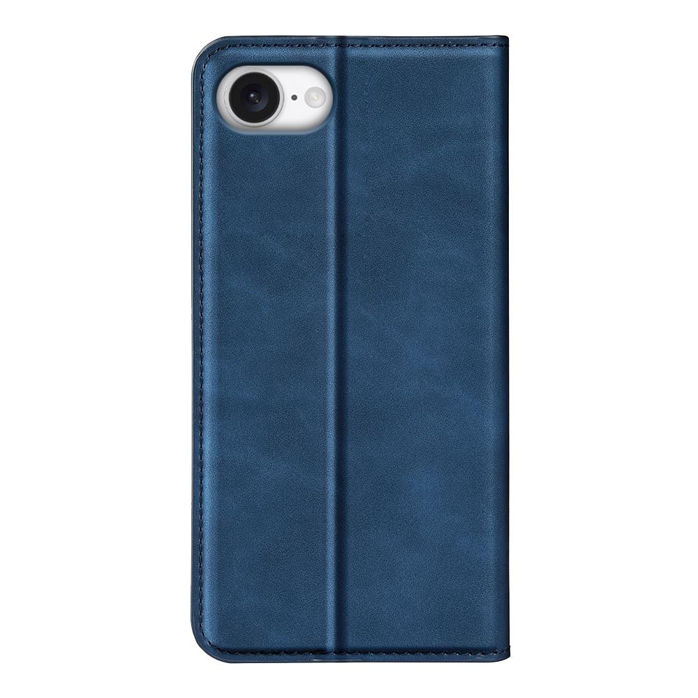 For iPhone 16e Retro-skin  Magnetic Suction Leather Phone Case(Dark Blue)