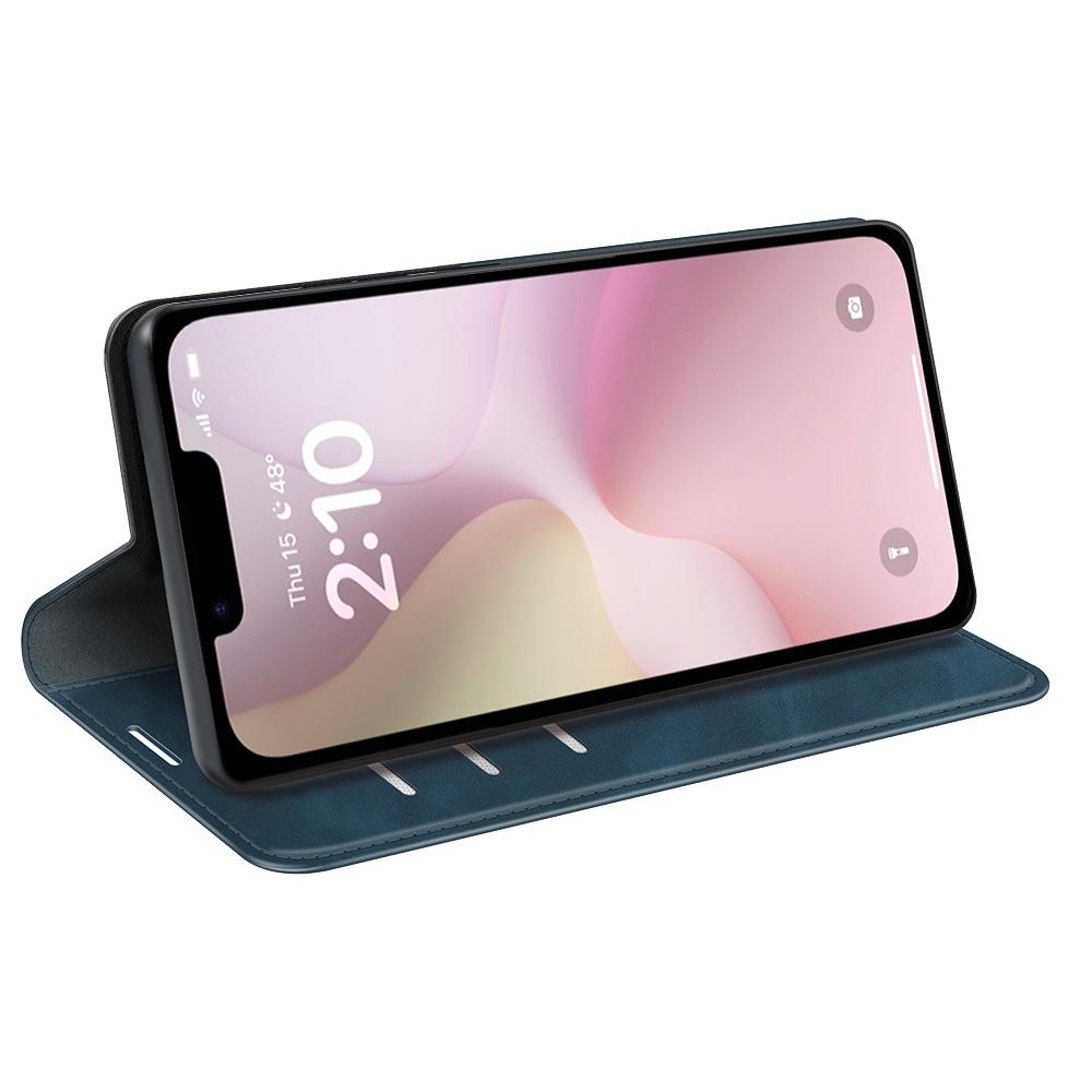 For iPhone 16e Retro-skin  Magnetic Suction Leather Phone Case(Dark Blue)