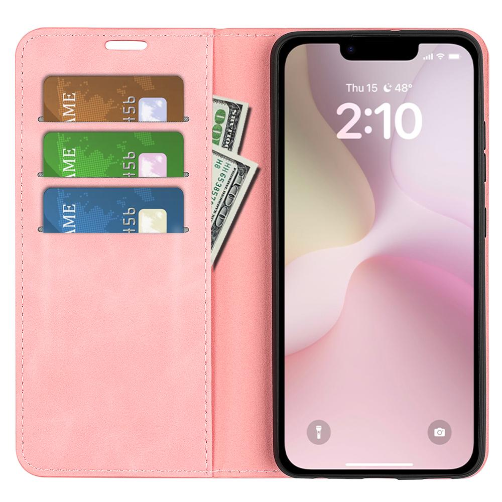 For iPhone 16e Retro-skin  Magnetic Suction Leather Phone Case(Pink)