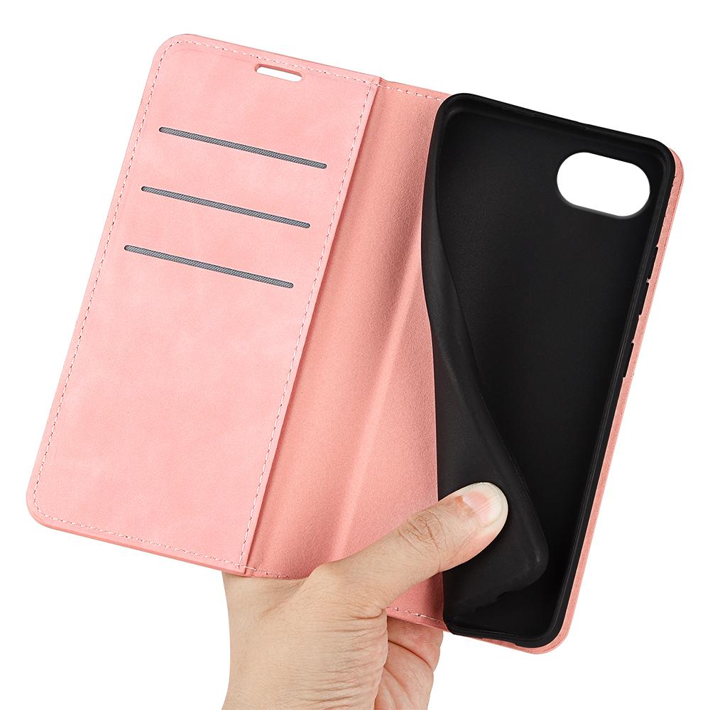 For iPhone 16e Retro-skin  Magnetic Suction Leather Phone Case(Pink)