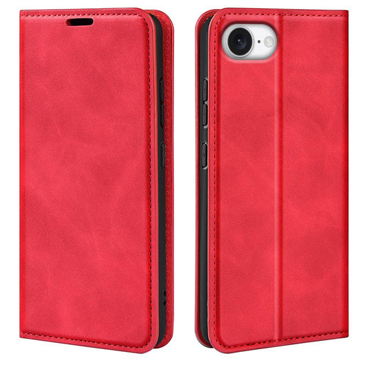 For iPhone 16e Retro-skin  Magnetic Suction Leather Phone Case(Red)