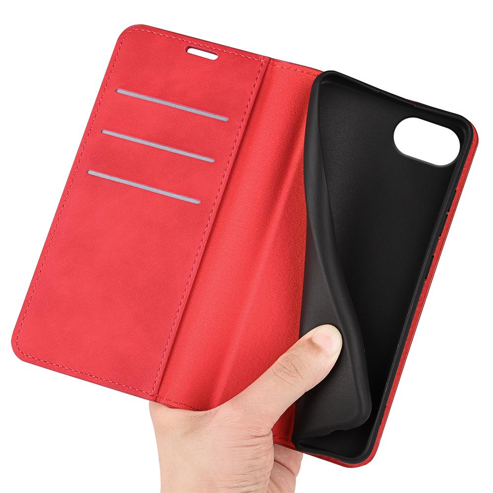 For iPhone 16e Retro-skin  Magnetic Suction Leather Phone Case(Red)