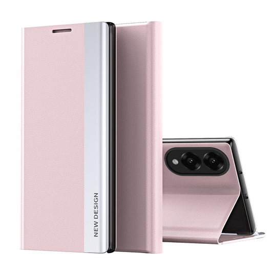 For Samsung Galaxy S25 Edge 5G Side Electroplated Adsorption Leather Phone Case(Pink)
