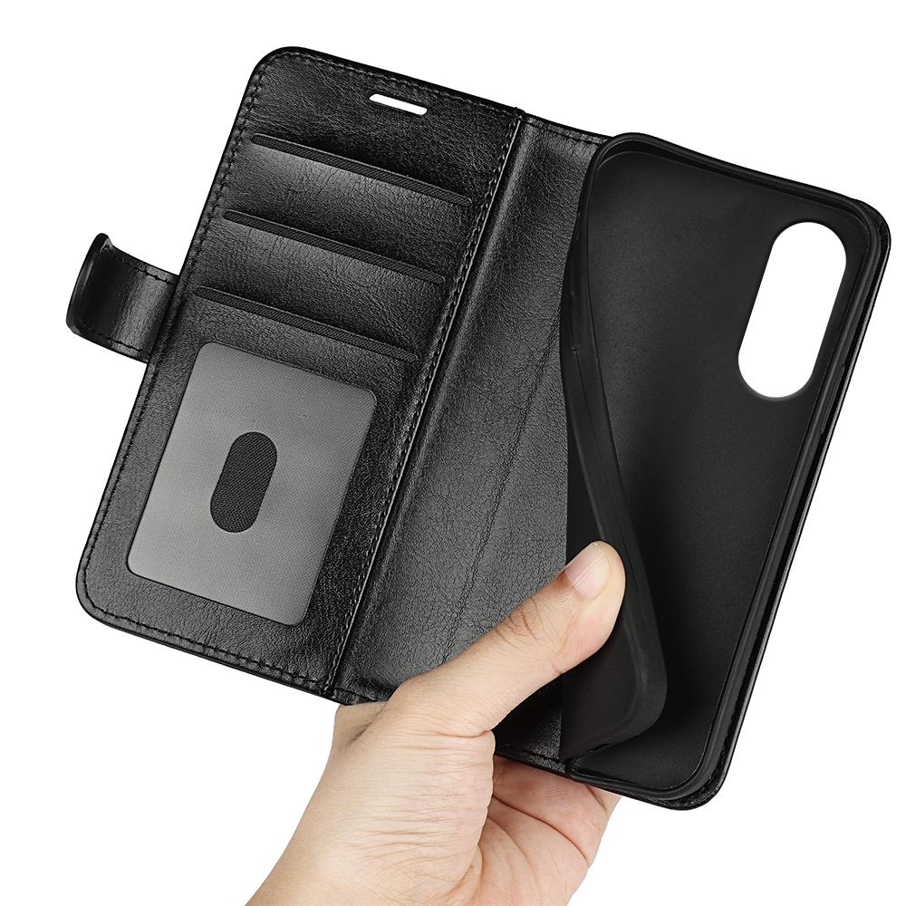 For Samsung Galaxy S25 Edge 5G R64 Texture Horizontal Flip Leather Phone Case(Black)