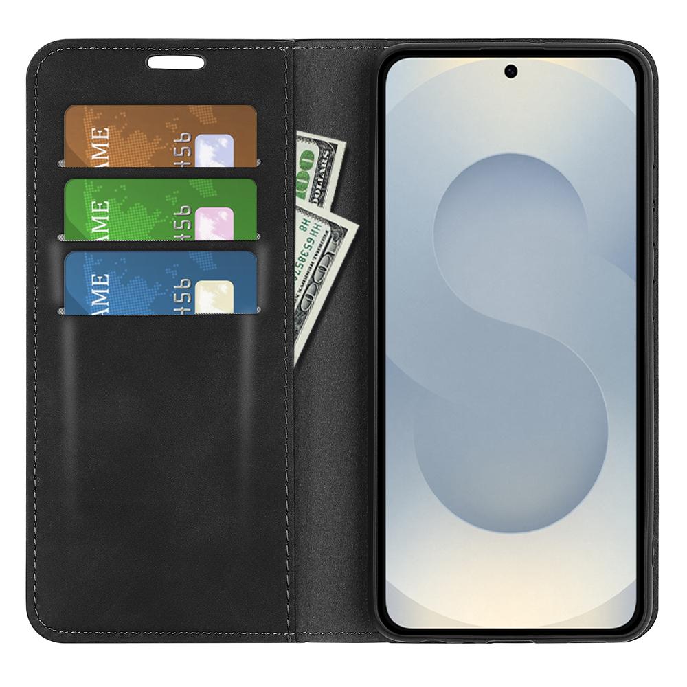 For Samsung Galaxy S25 Edge 5G Retro-skin Magnetic Suction Leather Phone Case(Black)