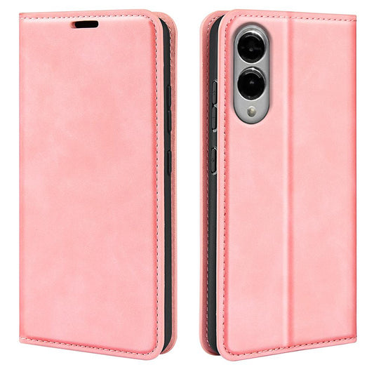For Samsung Galaxy S25 Edge 5G Retro-skin Magnetic Suction Leather Phone Case(Pink)