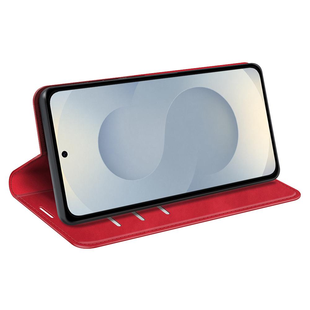 For Samsung Galaxy S25 Edge 5G Retro-skin Magnetic Suction Leather Phone Case(Red)