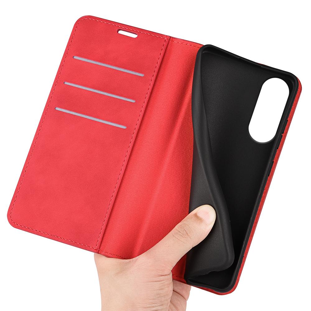 For Samsung Galaxy S25 Edge 5G Retro-skin Magnetic Suction Leather Phone Case(Red)