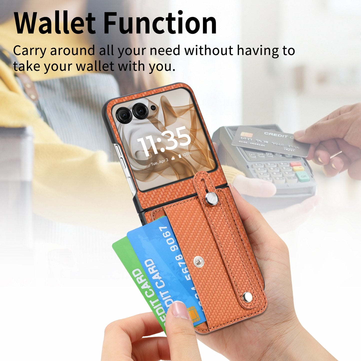 For Motorola Razr 50 Ultra Wristband Kickstand Card Wallet Back Cover Phone Case(Brown)