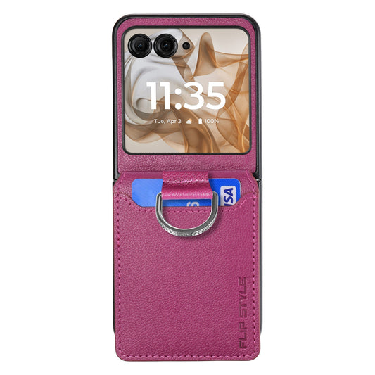 For Motorola Razr 50 Ultra Litchi Texture Leather Ring Wallet Phone Case(Purple)