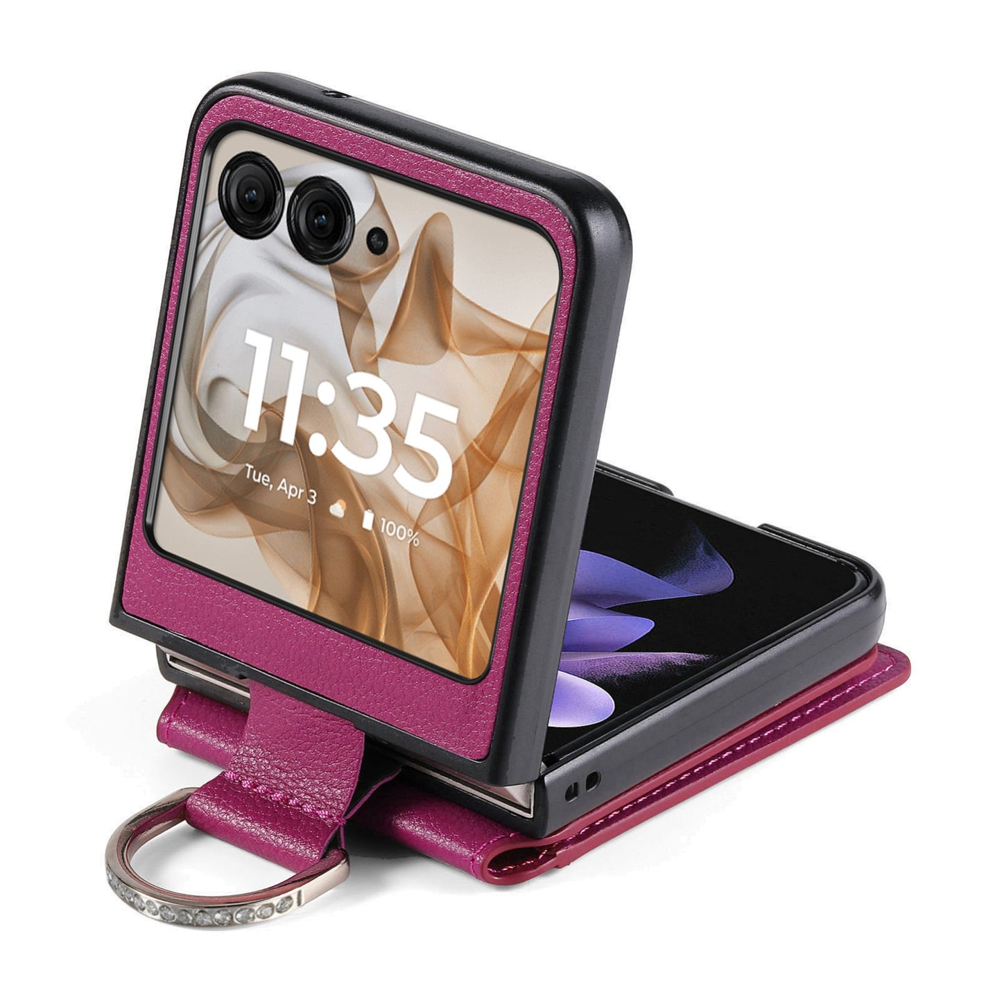 For Motorola Razr 50 Ultra Litchi Texture Leather Ring Wallet Phone Case(Purple)