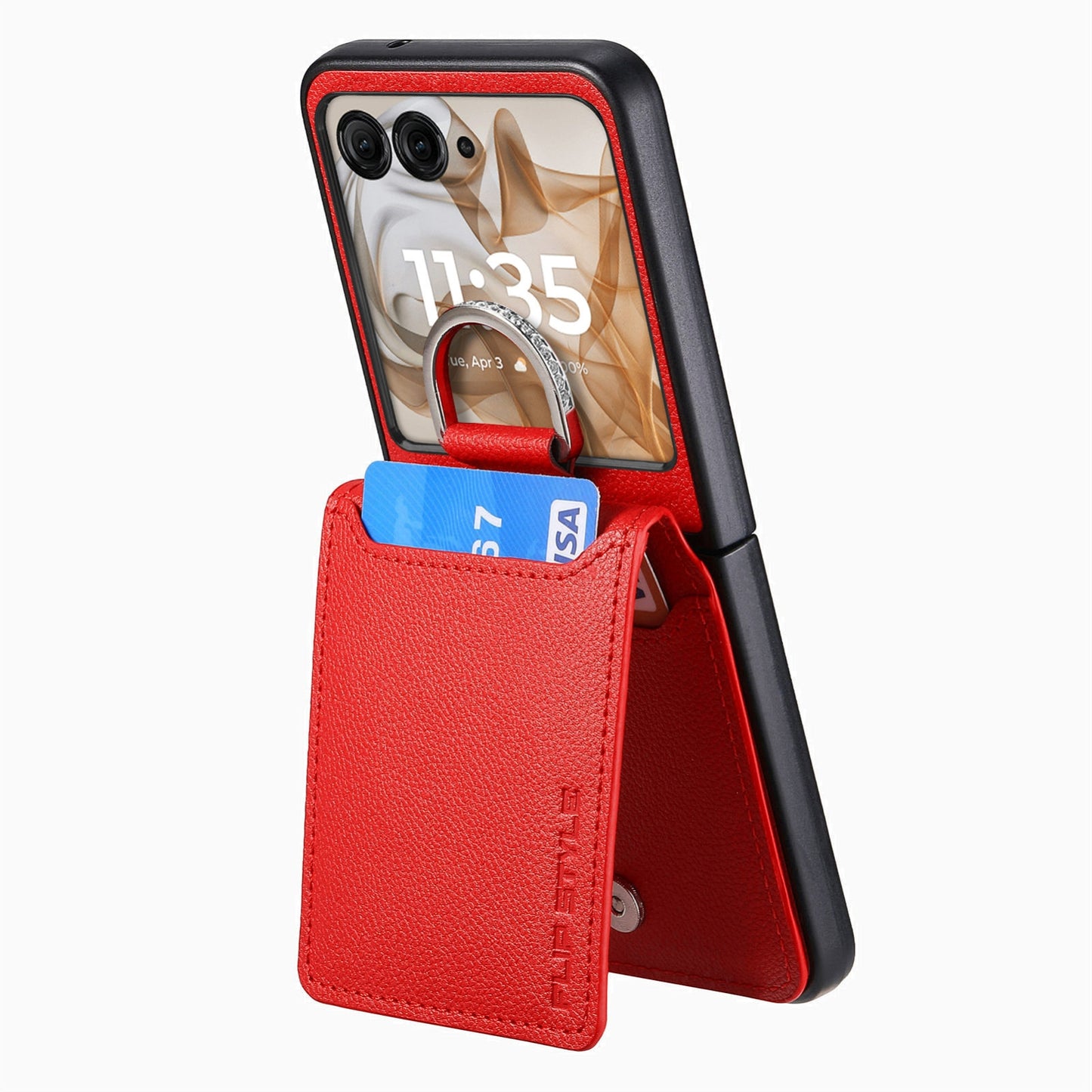 For Motorola Razr 50 Ultra Litchi Texture Leather Ring Wallet Phone Case(Red)